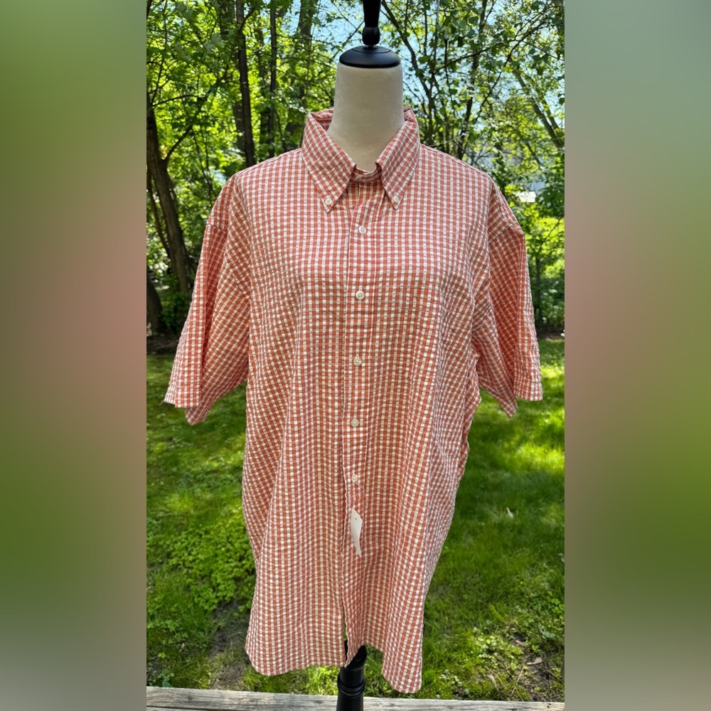 Brooks Brothers Men's Orange Gingham Original Polo Sz XL New With Tags